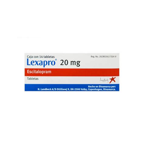 Lexapro 20 mg Caja Con 14 Tabletas