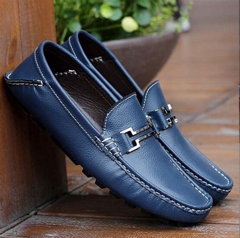 Blue Leather Loafers | Loafers men, Dress shoes men, Casual leather shoes