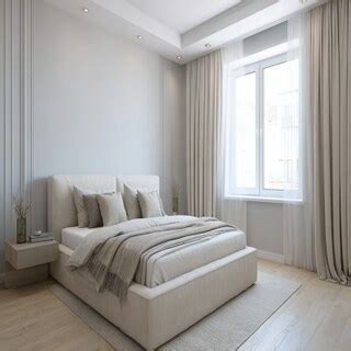 Modern Bedroom Design With A King Size Bed And A Beige Armchair
