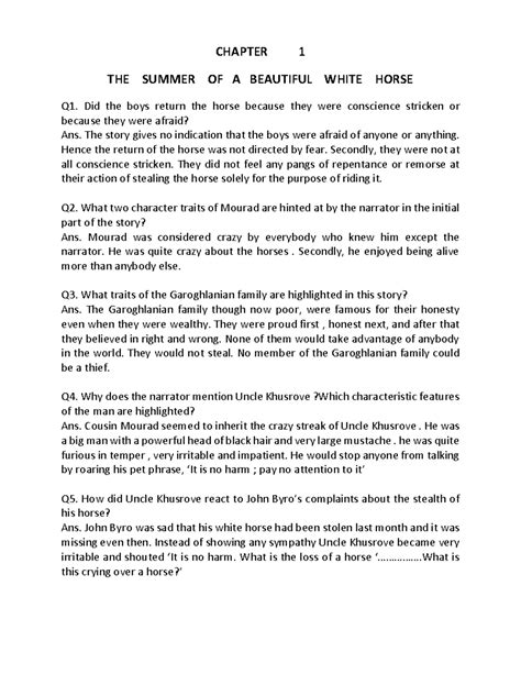 CHAPTER 1: THE SUMMER OF A BEAUTIFUL WHITE HORSE - Study Notes - Studocu