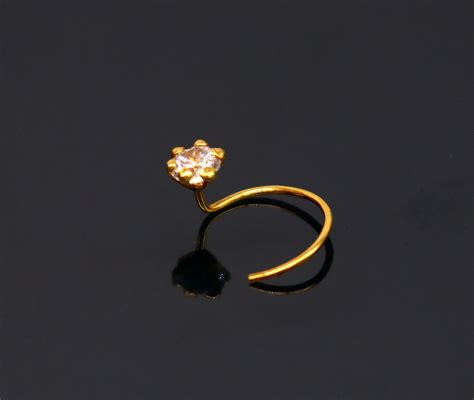 (ODJ) 3MM GOLD NOSEPIN STUDDED WITH CZ STONE FOR GIFT YOUR LOVED ONES ...