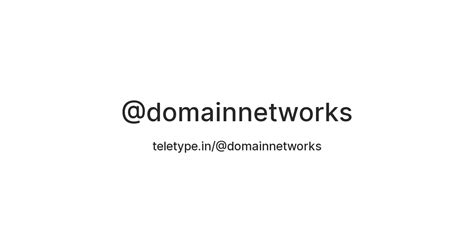 @domainnetworks — Teletype