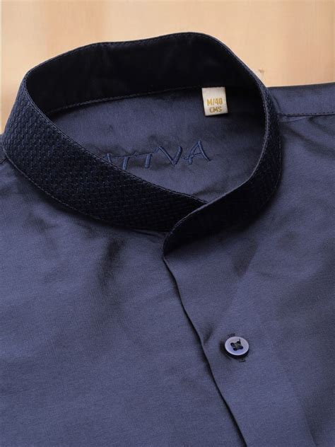 Buy Navy Blue Color Art Silk Slim Fit Solid Party Shirt - Tattva.Life ...