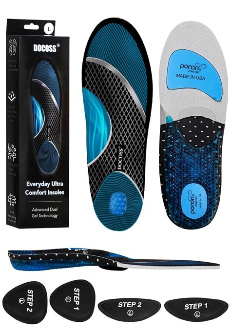 DOCOSS x Poron(USA Make) Gel Insoles For Men,Women Orthopedic Insole ...