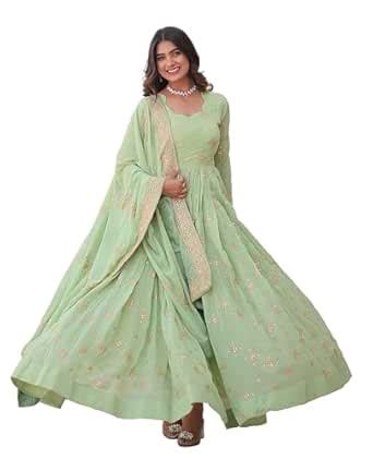 Buy Wedani Georgette Sequins Embroidery Work Anarkali Kurta Set for ...