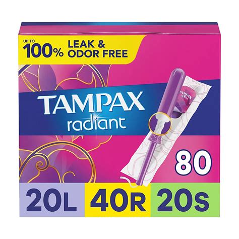 Tampax Radiant Tampons Trio Pack with L, 80 ct. | BJ's Wholesale Club