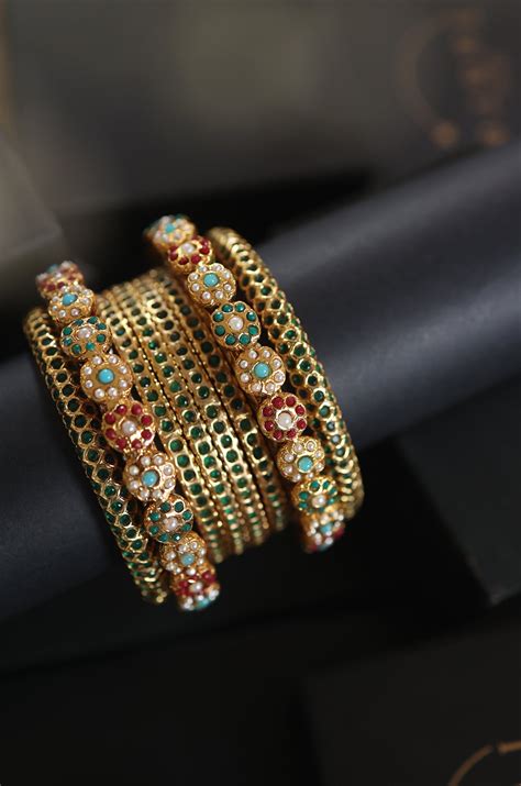 Macie Blue Polki Pacheli Bangle – Do Taara