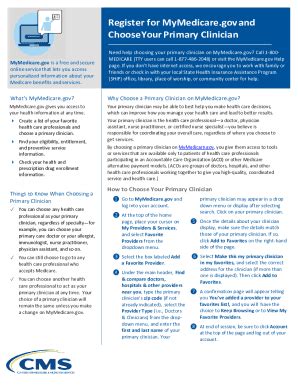 Fillable Online Register for MyMedicare.gov and Choose Your Primary ...
