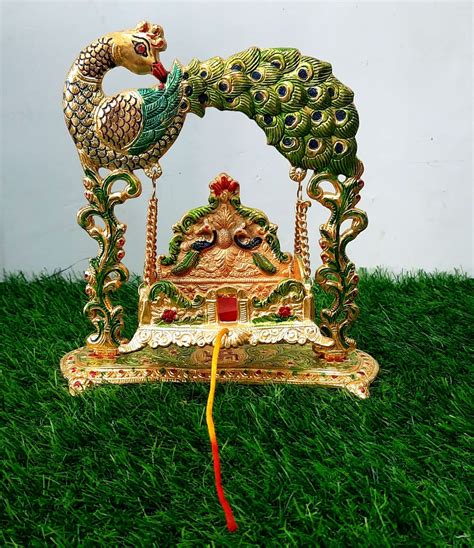 Fashion Dzire Laddu Gopal Metal Swing Jhula for Kanha Ji (9.5 x 8.5 x 5 ...