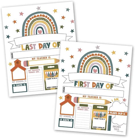Hadley Designs 10 Cardstock Boho Back to School Signs First and India ...