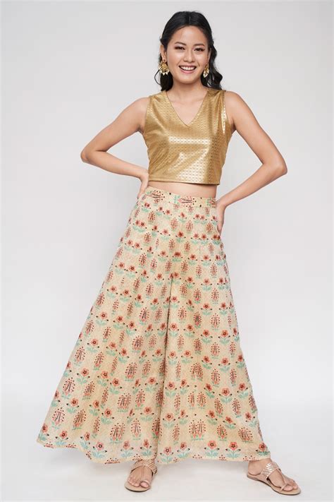 Buy Beige Ethnic Motifs Sharara Online at Best Price at Global Desi ...