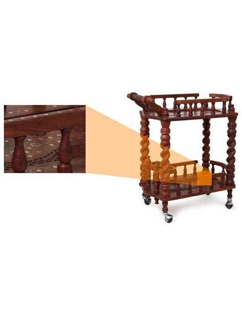 Juniper Cyprus Sheesham Wood Kitchen Tools Storage Serving Trolley, Br ...