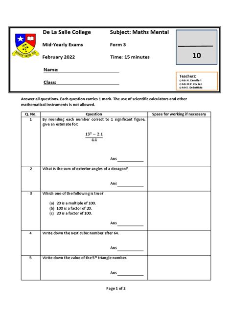 Math Form 3 的图像结果