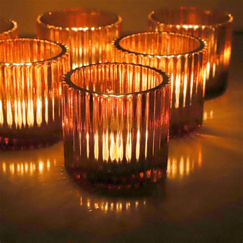 Amazon.com: HAVITI 24 pcs Amber Tealight Candle Holders, Glass Votive ...