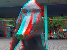3d Cyan Picture by 3d Cyan Anaglyph Dresden Zoo Statue Wildschwein 3d Cyan Picture
