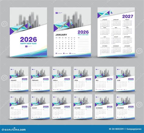 Calendar 2026 Template Set and 2027 Year Minimal Background, Wall ...