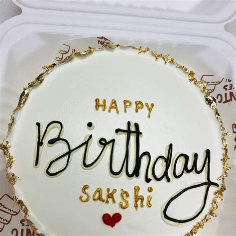 aesthetic White with Gold & Black cake – Bento Cakes Noida