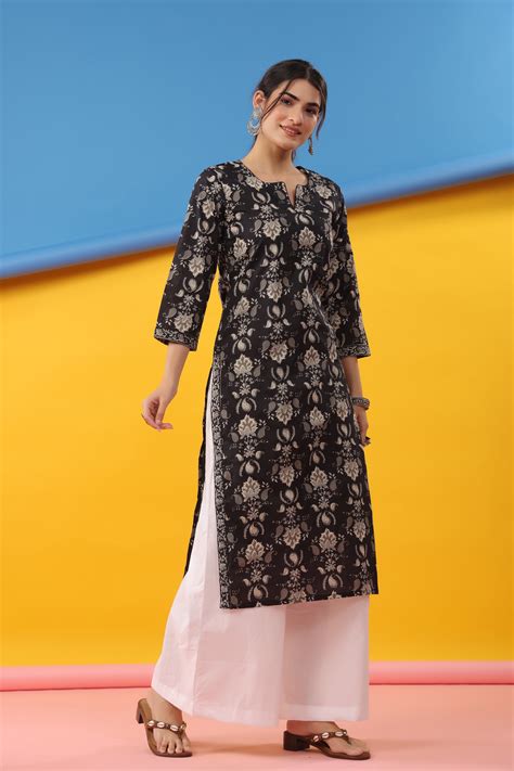 Shubhi Black Cotton Kurta – DIMPLE DESIGN STUDIO