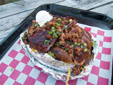 Loaded baked potatoes are the workhorse of Texas barbecue-joint menus