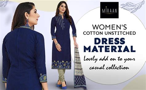 Miraan Women's Cotton Unstitched Dress Material (SGPRI1521, Blue, Free ...
