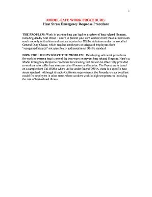 Fillable Online Heat Stress Emergency Response Procedure Fax Email ...