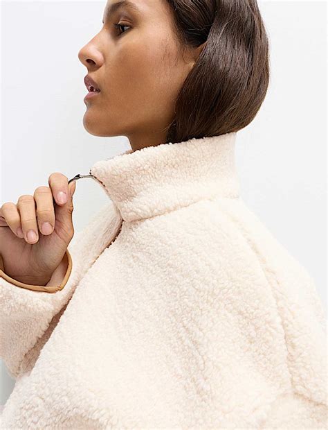 Buy Borg Funnel Neck Half Zip Sweatshirt at Marks & Spencer