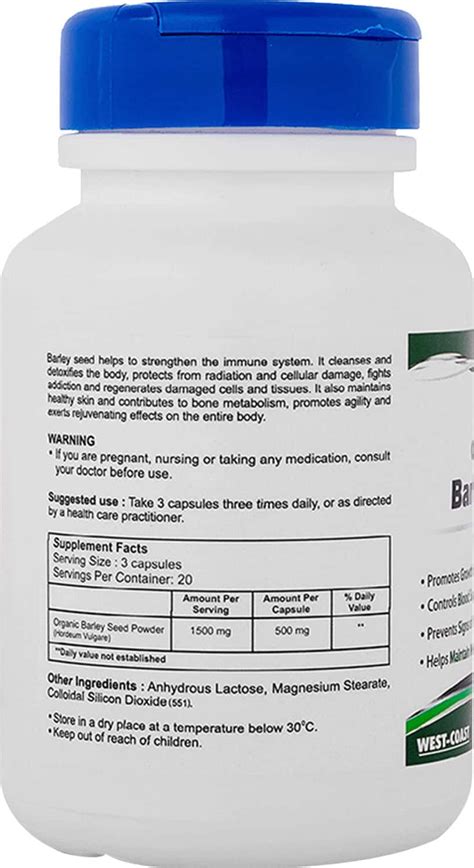 Buy HEALTHVIT ORGANIC BARLEY SEED 1500 MG 60 CAPSULES Online & Get Upto ...