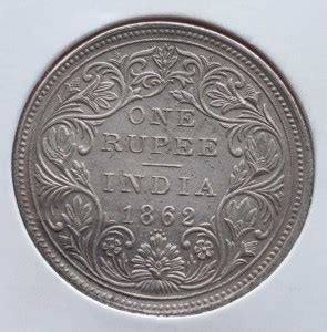 COINS WORLD 1862 ONE RUPEE VICTORIA 4 DOTS WITH IMPRESSION OF REVERSE ...