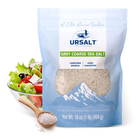 Amazon.com : URSALT Grey Coarse Sea Salt (1lb - 454g) 100% Natural Unrefined French Sea Salt ...