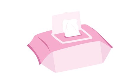 Wet baby wipes clipart. Simple cute pink baby wipes flat vector illustration. Wet wipes in ...