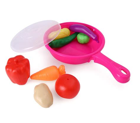 Buy IndusBay® Frypan Toy with 8 pc Vegetable Toy Set for Kids Pretend ...