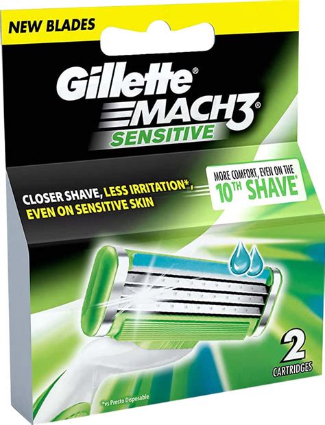 Buy GILLETTE MACH 3 SENSITIVE MANUAL SHAVING RAZOR BLADES PACKET OF 2 ...