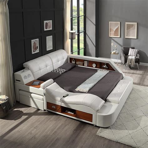 Amazon.com: Multifunctional King Size Bed Frame, Modern Luxury Smart ...