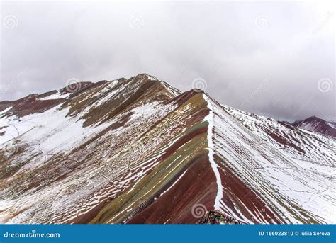 Snow Covered Rainbow Mountains and Surroundings Peru Stock Photo ...