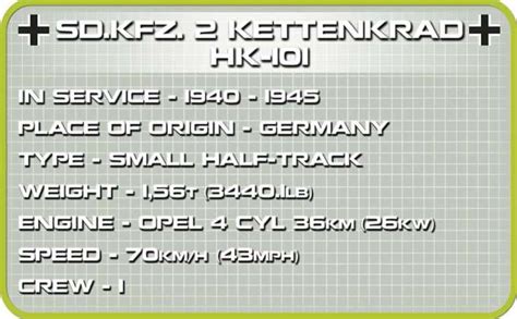 SD.KFZ. 2 Kettenkrad Militærkjøretøy - COBI liten hær 2401 Shop ...