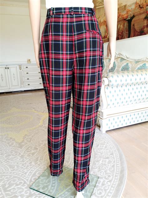 Red Plaid Pants womens Plaid Pants Retro Pants womens Pants | Etsy