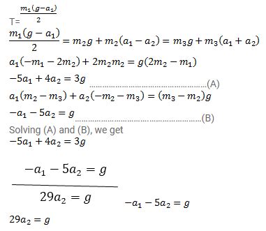 Let m1 = 1 kg, m2 = 2 kg and m, = 3 kg in figure.