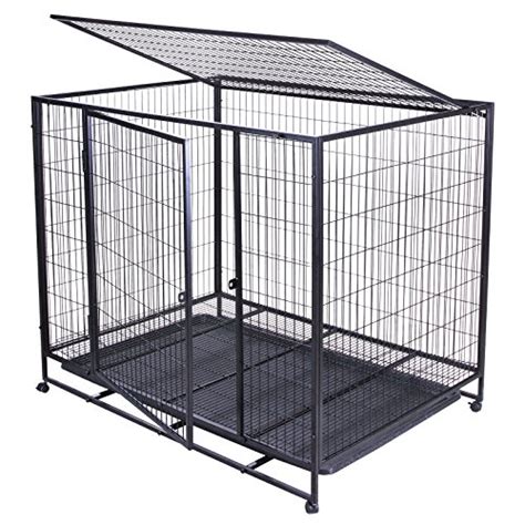 Buy BuoQua 48" Metal Dog Crate with Wheels Double Door Pet Cage Carrier ...