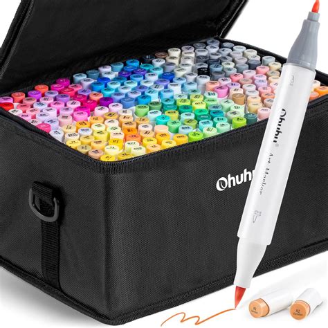 Ohuhu Brush Markers op alcoholbasis 216 kleuren: Dual-Tip Marker Pennen ...