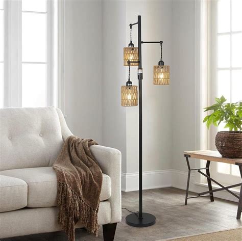 Stepeak Bohemian Farmhouse Floor Lamp, Black, 65-Inch, Dimmable, 3 E26 ...