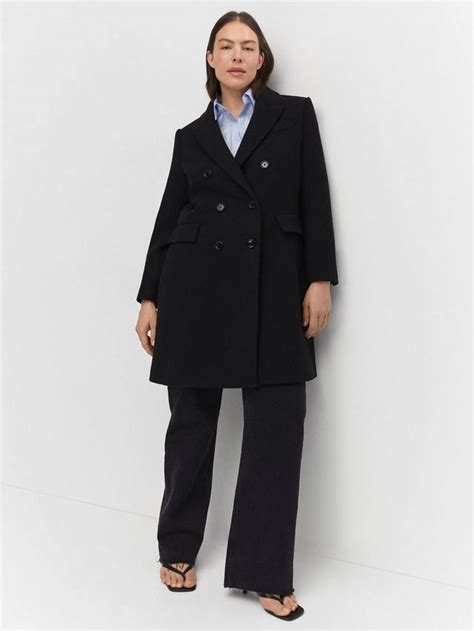 Mango Dali Wool Blend Coat, Black
