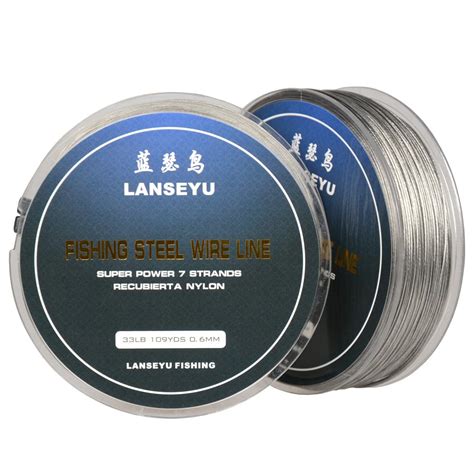 LOTITONG 100 Metres 33 Pound 0.6mm Fishing Stee Wire Nylon Coated 1x7 ...