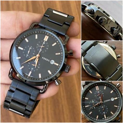Fossil FS-666 Black Dail Rose gold Hands with Chornograph Date Stainle ...