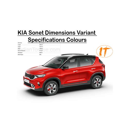 2020 KIA Sonet Dimensions Variant Specifications Colours And More Details