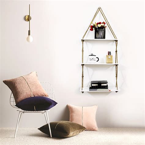 Buy 3-Tier Wall Hanging Shelf With Cross Jute Rope at Best Price in India