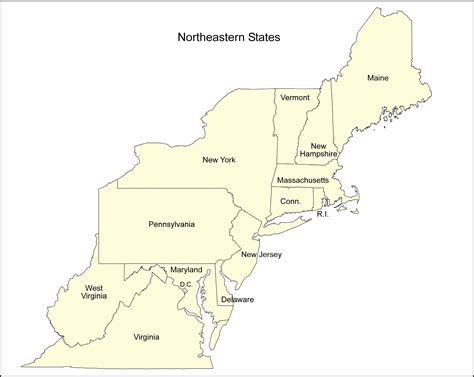 NE States with state names.jpg (5805×4625) | North east usa, Northeast ...