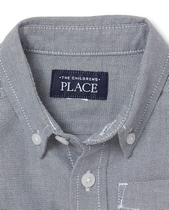 Toddler Boys Uniform Long Sleeve Oxford Button Down Shirt - GRAY | The ...