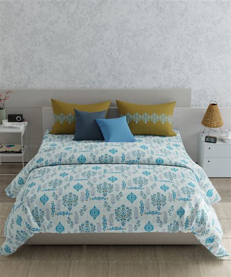 Utsav Queen Bedsheet Gift Set, Ambience Blue| 120TC Cotton|2 Pillow Co ...