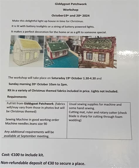 WPG Workshop - "Christmas Light up House" with Giddygoat Patchwork ...