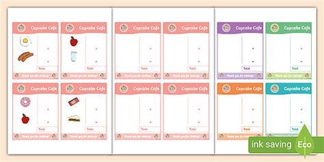 Cafe Role Play Receipts